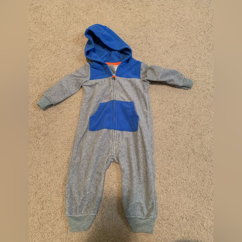 Blue and Gray Hooded Jumpsuit
